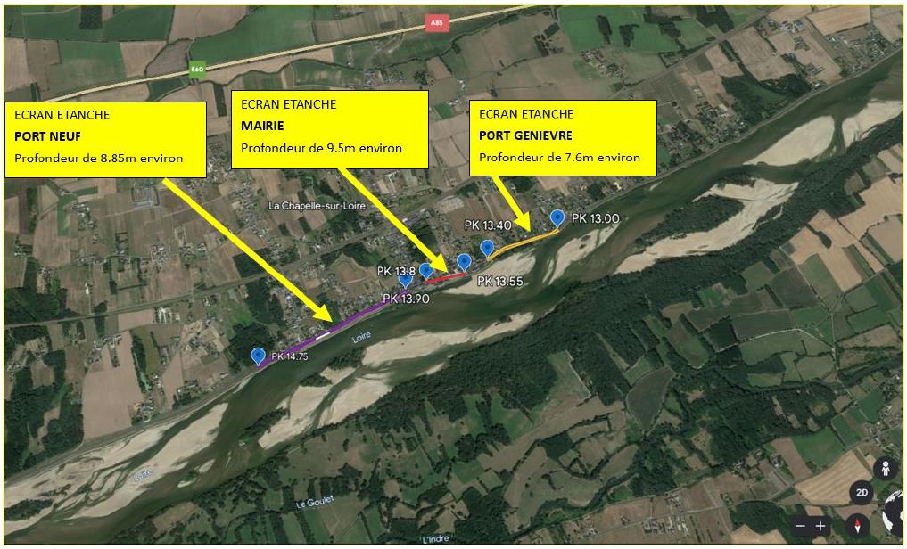Localisation des secteurs de travaux d'écran étanche – La Chapelle-sur-Loire Localisation des secteurs de travaux d’écran étanche – La Chapelle-sur-Loire