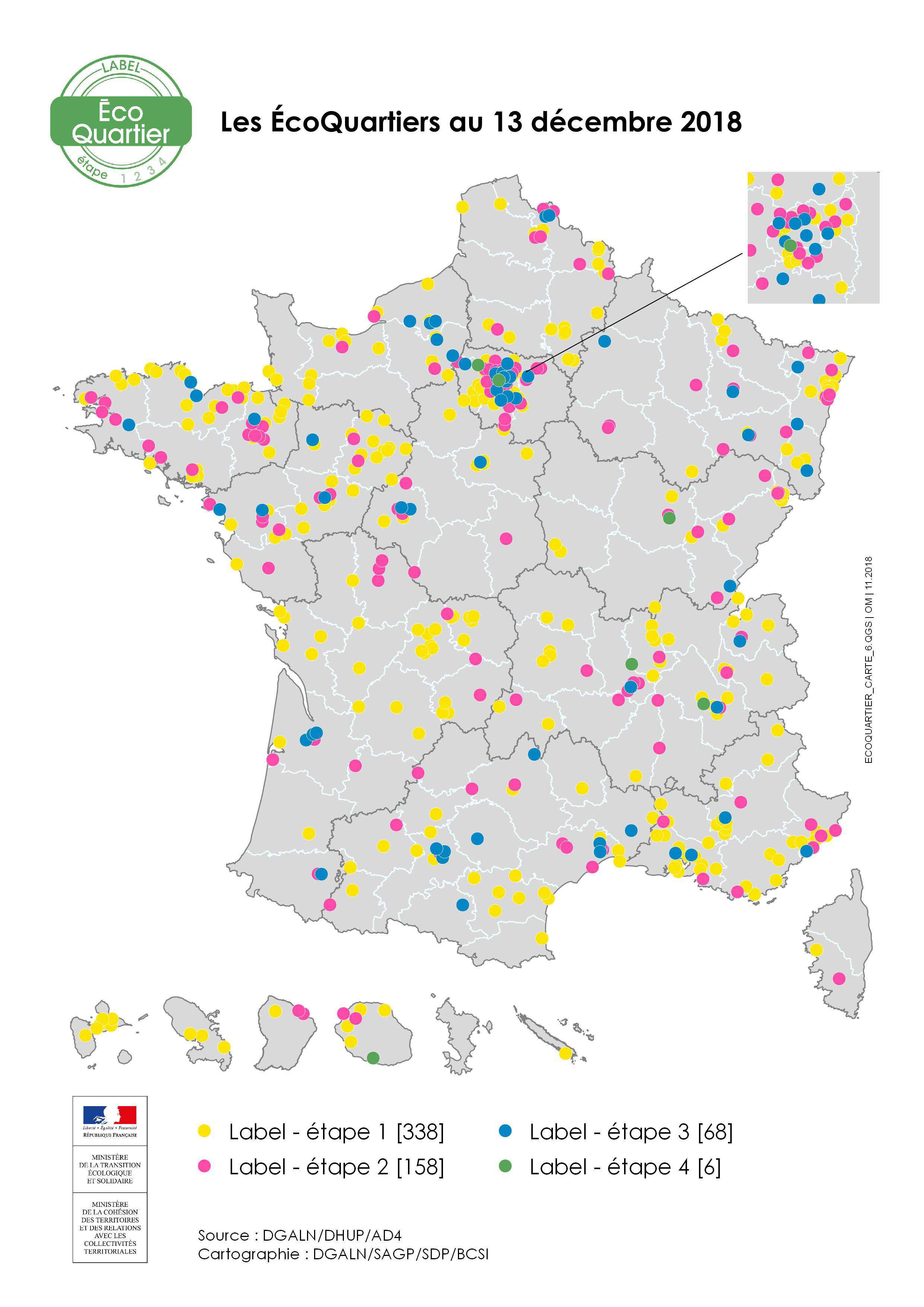 Les écoquartiers au 13 décembre 2018