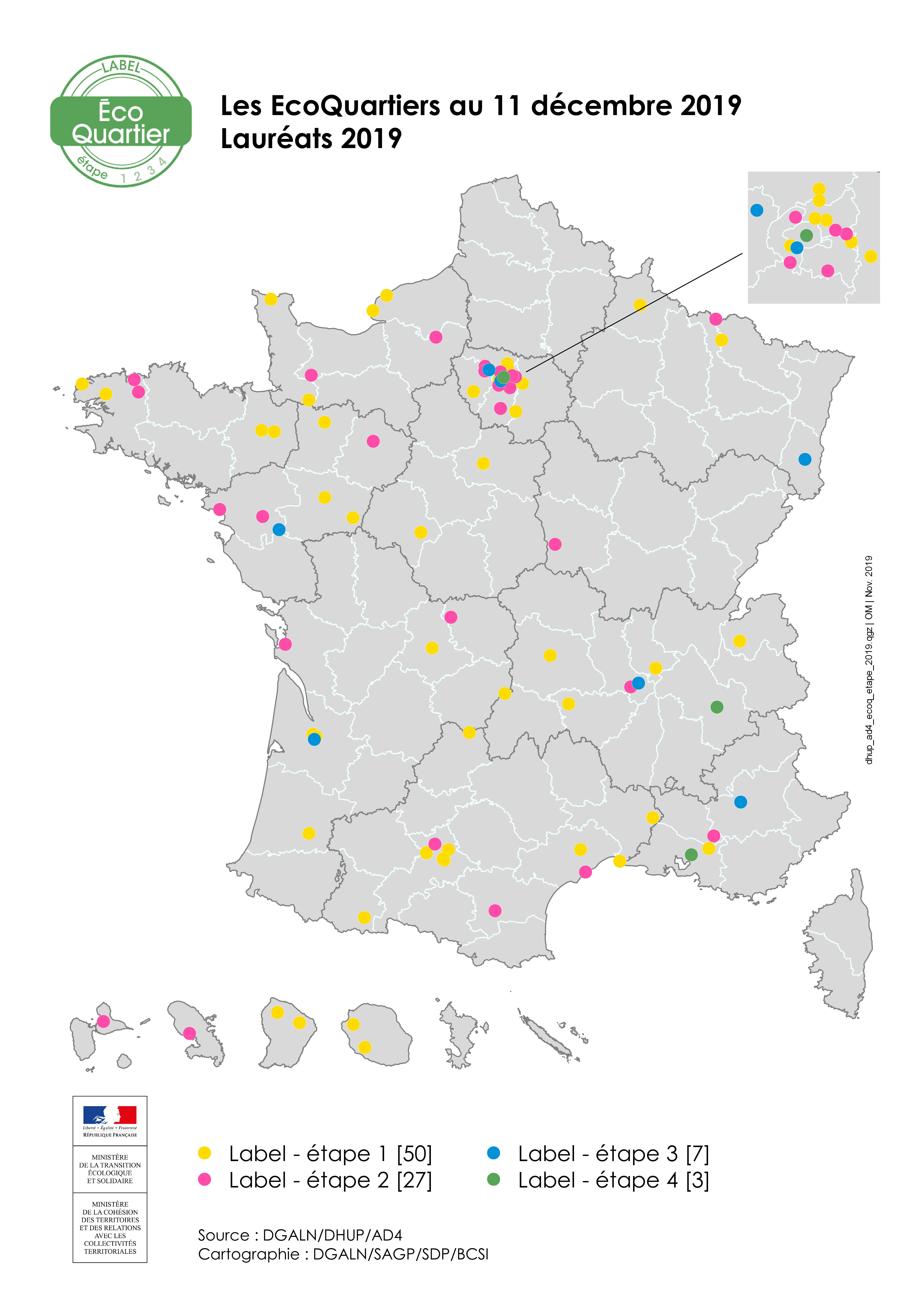 Les écoquartiers au 11 décembre 2019