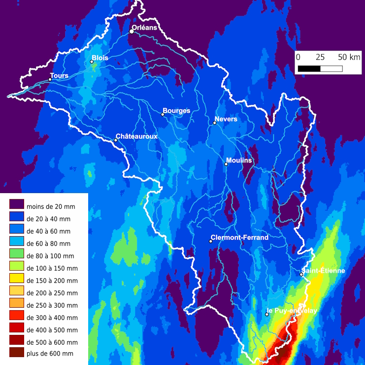Cumul de pluie sur 3 jours, du 16 ocotbre 2024 06h au 18/10/2024 06h (Antilope J+1, source Météo France / Lamedo)