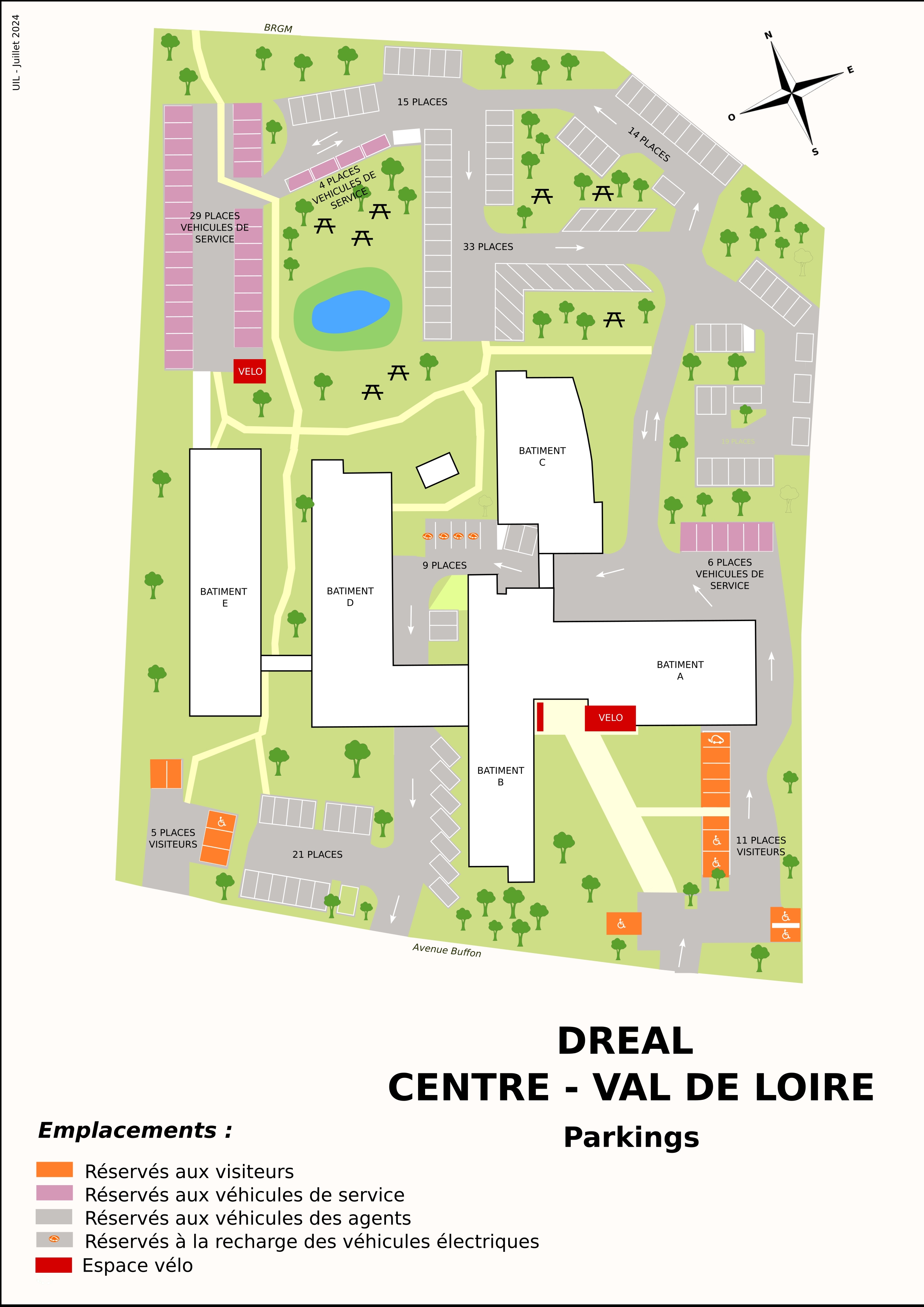 Espaces vélo sur le site Buffon