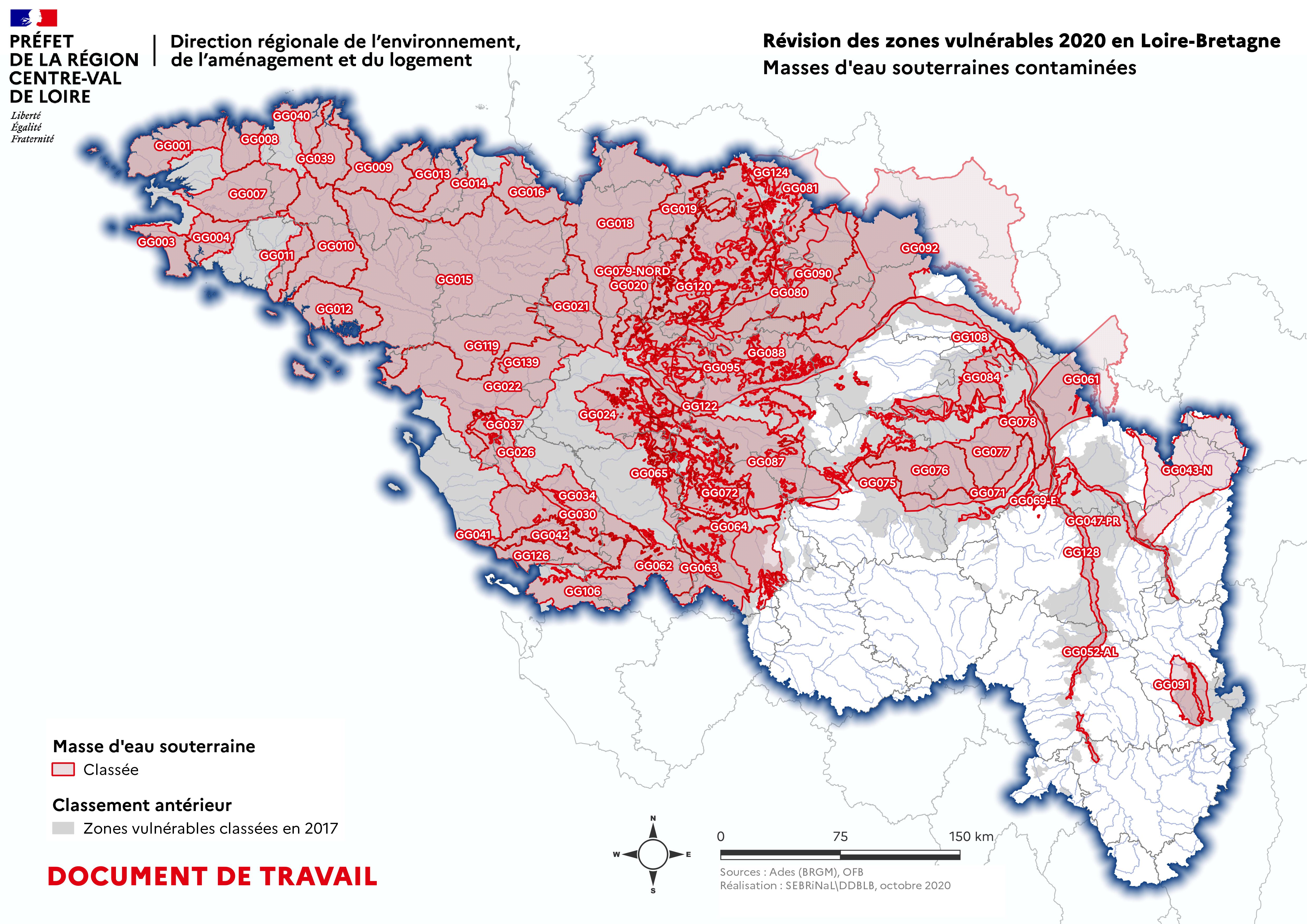 ESO – Présentation des masses d’eau souterraines contaminée à l’échelle du bassin