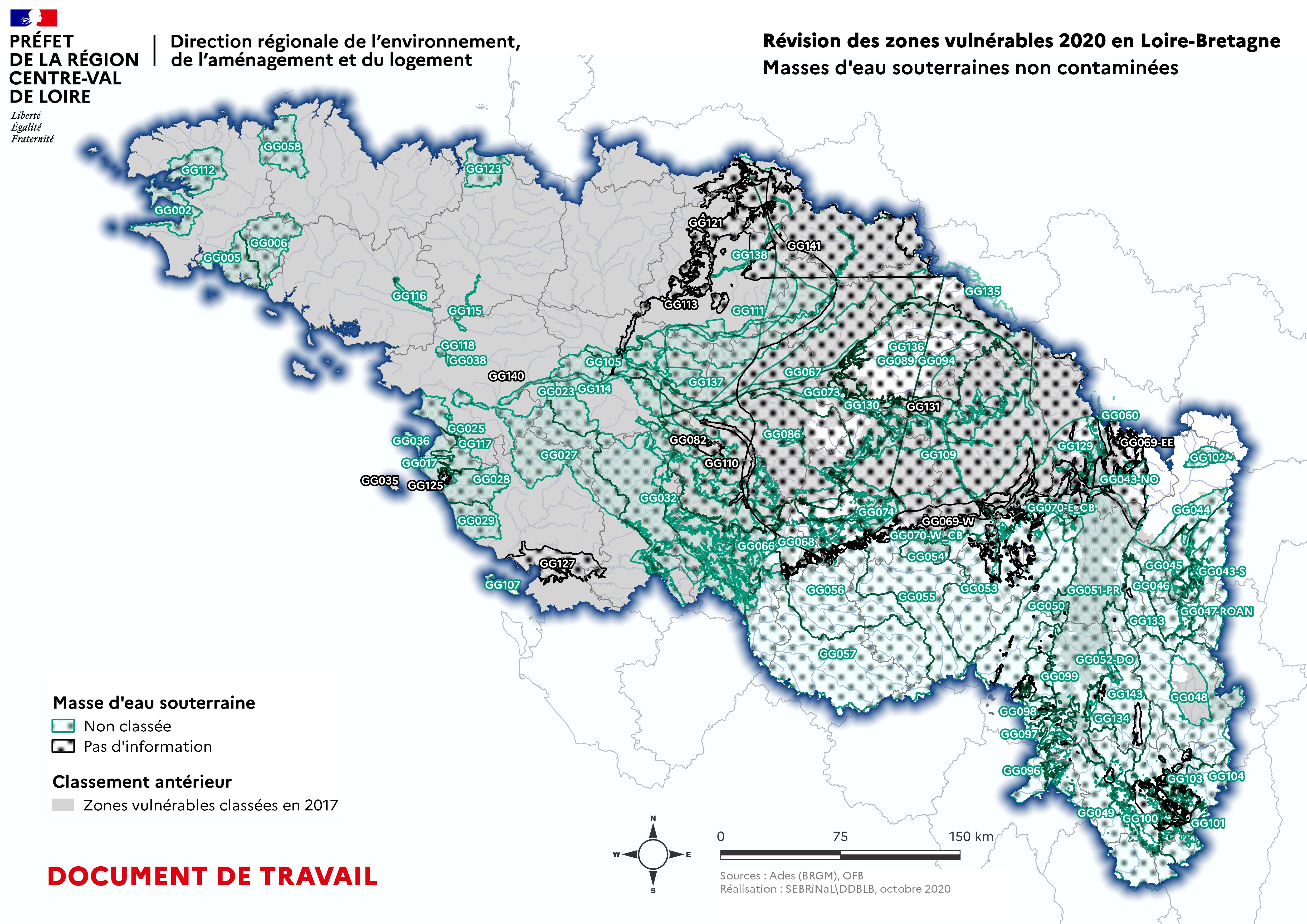 ESO – Présentation des masses d’eau souterraines non contaminée à l’échelle du bassin