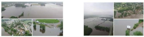 Exemple de photographies aérienne prises lors d’inondations