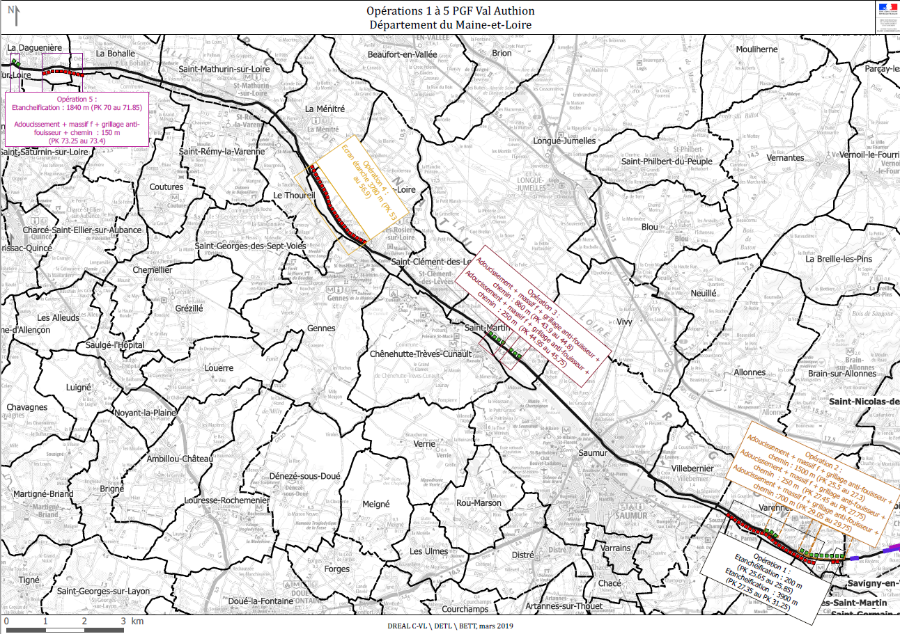 Carte des opérations sur le val d'Authion en Maine-et-Loire Carte des opérations sur le val d'Authion en Maine-et-Loire